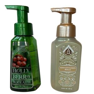Bath & Body Works White Barn Hand Soaps Holly Berry Wreath Iced Cinnamon Rolls